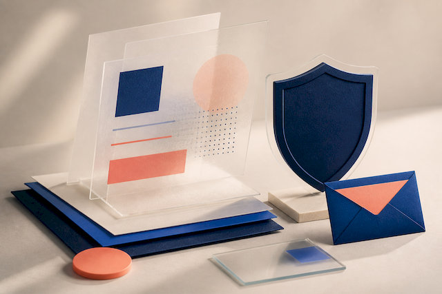 Documents transparents, symbole de protection et enveloppe de support