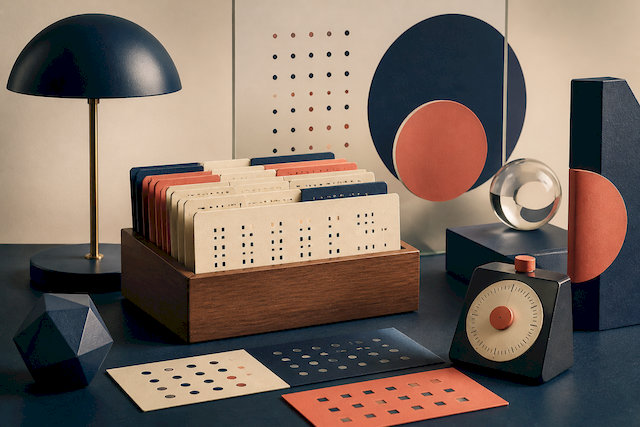 Bureau inspiré du milieu du vingtième siècle avec cartes logiques