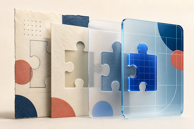 Transition de tuiles de papier vers une interface moderne